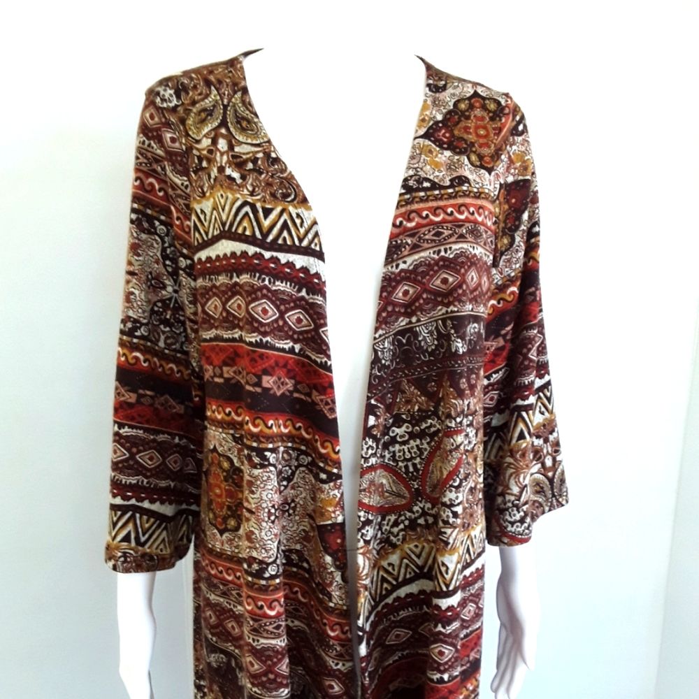Giddy Up Glamour Hi-Low Open Front Cardigan Sz L — image 2 of 8